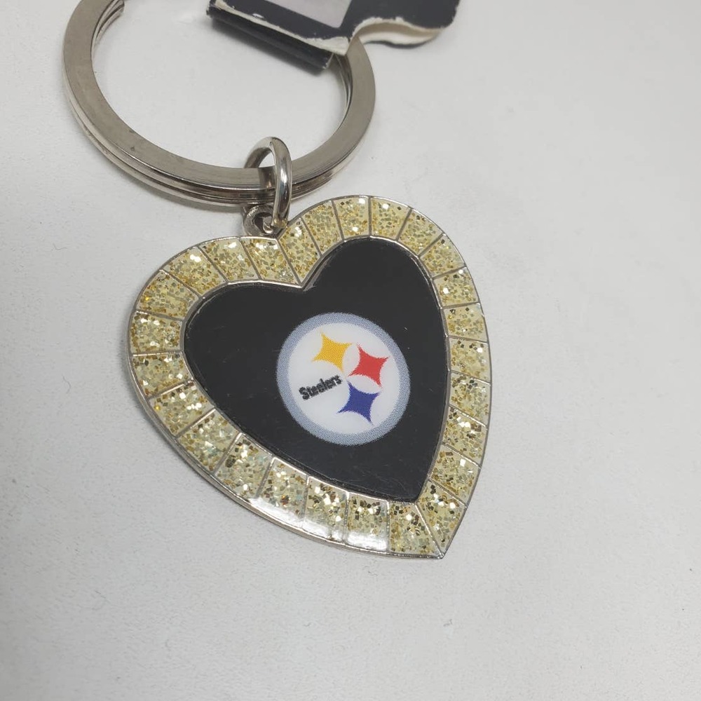 Rico Industries NFL Metal Rhinestone Heart Keychain - Pittsburgh Steelers